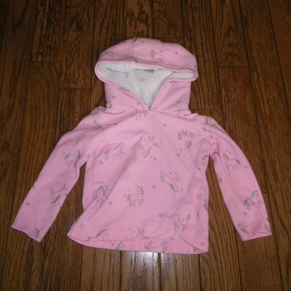 Baby Girl's Fleece Lined Hoodie Sweatshirt w/ Sparkly Unicorns & Stars - Picture 1 of 2